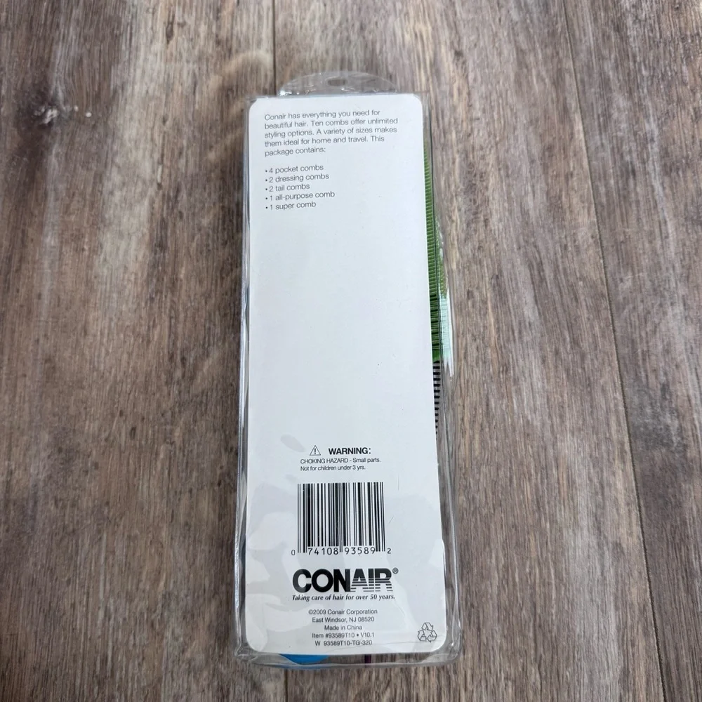 Conair Colorful Hair 8 Comb Set - Pocket, Rake, and Tail Assorted Combs